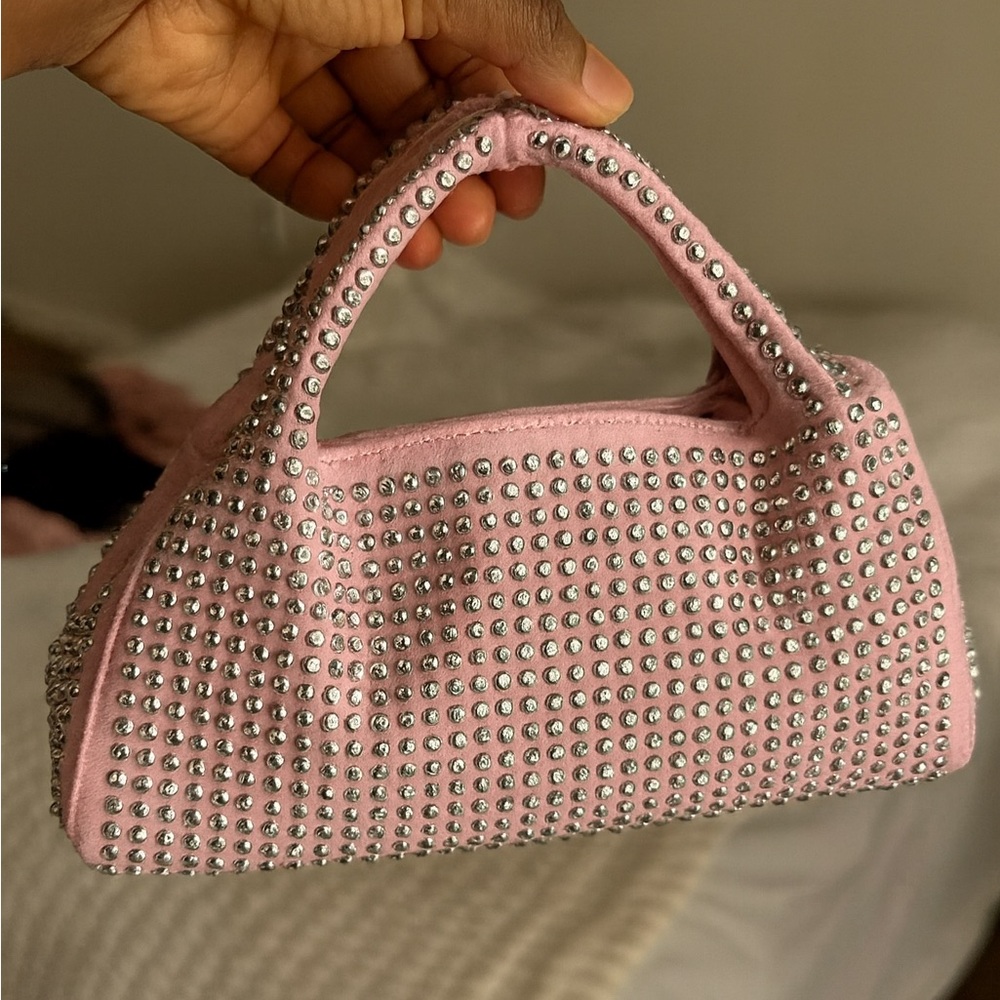 PrettyLittleThing Pink and Silver Rhinestone Clutch